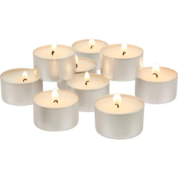 Unscented Long Burning White Tealight Candles Bulk Pack 6-7 Hour Burn Time Sm